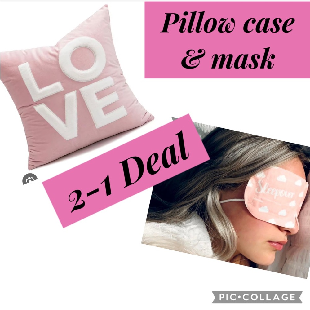 2-1 Deal NEW LOVE Pillow Case and Sleep Mask Set